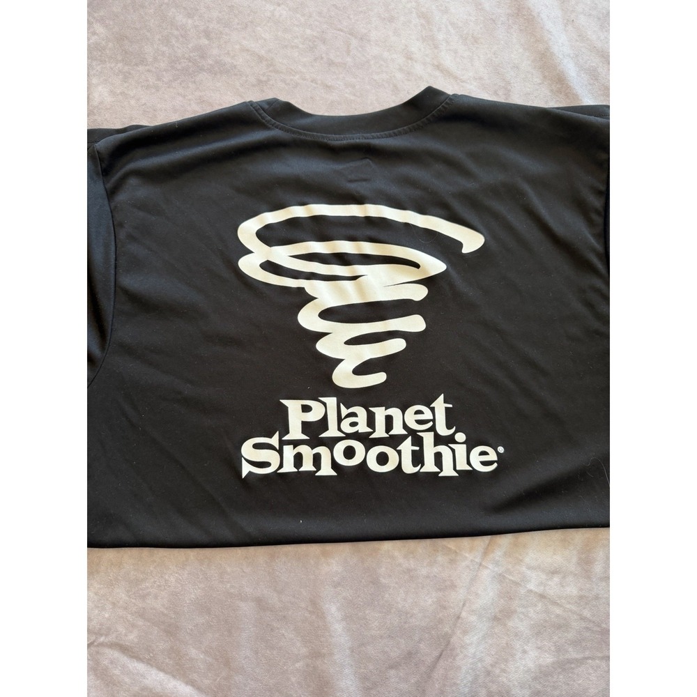 Planet Smoothie Logo Tee Black Performance Shirt Size Large Polyester - Picture 4 of 5